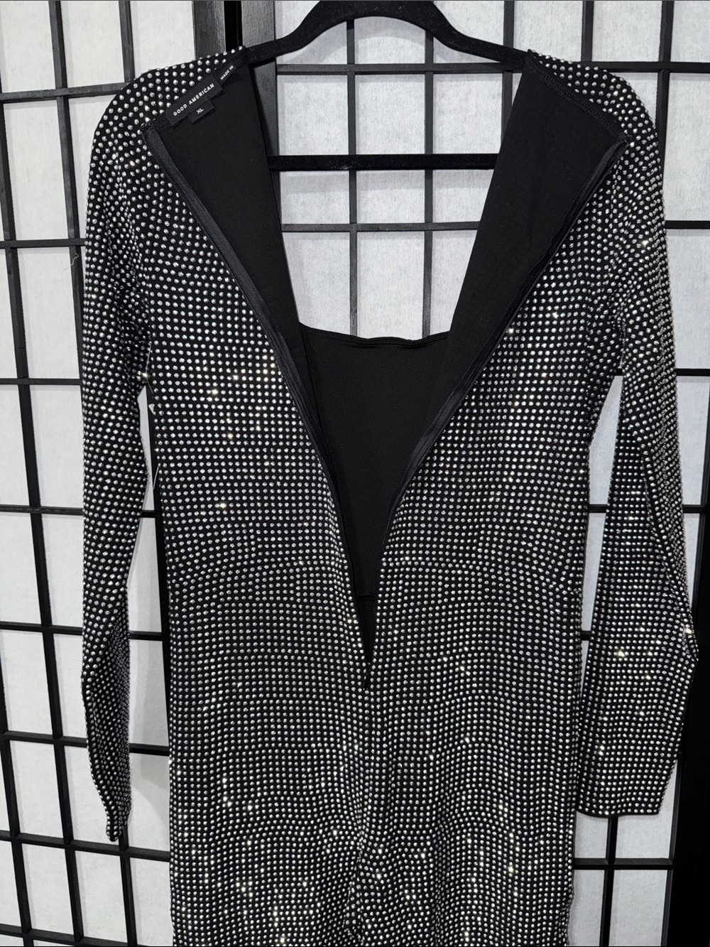 Good American Crystal Rhinestone Jumpsuit Black XL NWT Glam Party Evening - Picture 10 of 10